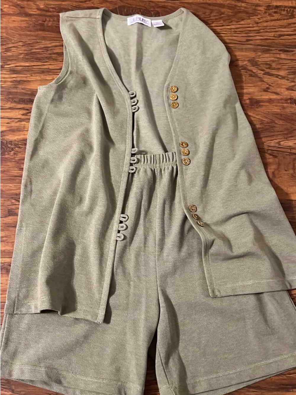 Sleeveless Olive Jumpsuit Romper with Gold Button Accent